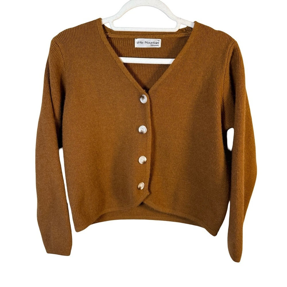 Little Mountain Women's Brown Cardigan Sweater One Size Cozy Neutral Minimalist